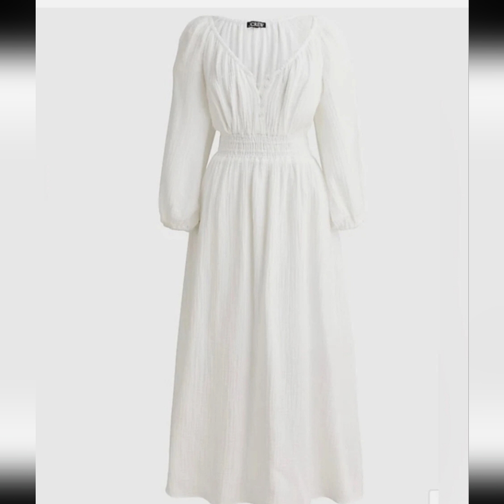J. Crew Elegant White Long Sleeve Dress